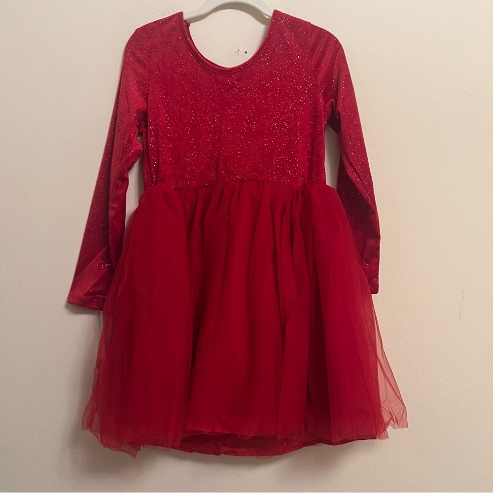 Cat & Jack Girls Red Velvet & Tulle  Dress - Size XL (14) Plus - Picture 3 of 6